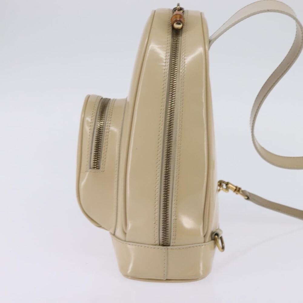 GUCCI Bamboo Body Bag Patent Leather Beige Gold 007 2113 007 2113 - Picture 4 of 12